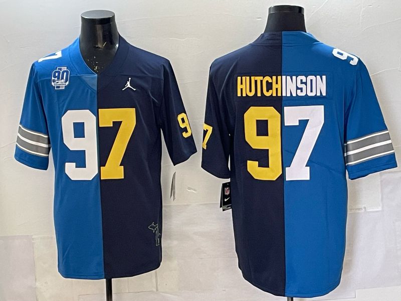 Men 2025 Detroit Lions #97 Hutchinson Blue black Limited NFL Jersey style 033